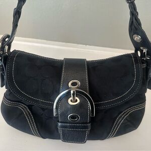 Coach Black Signature Soho Buckle Flap Shoulder Bag